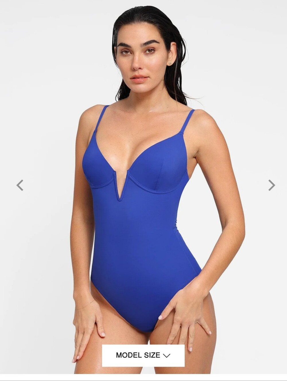 Shapewear Plunging V Slimming One-Piece Swimsuit Cobalt Blue XL NWT